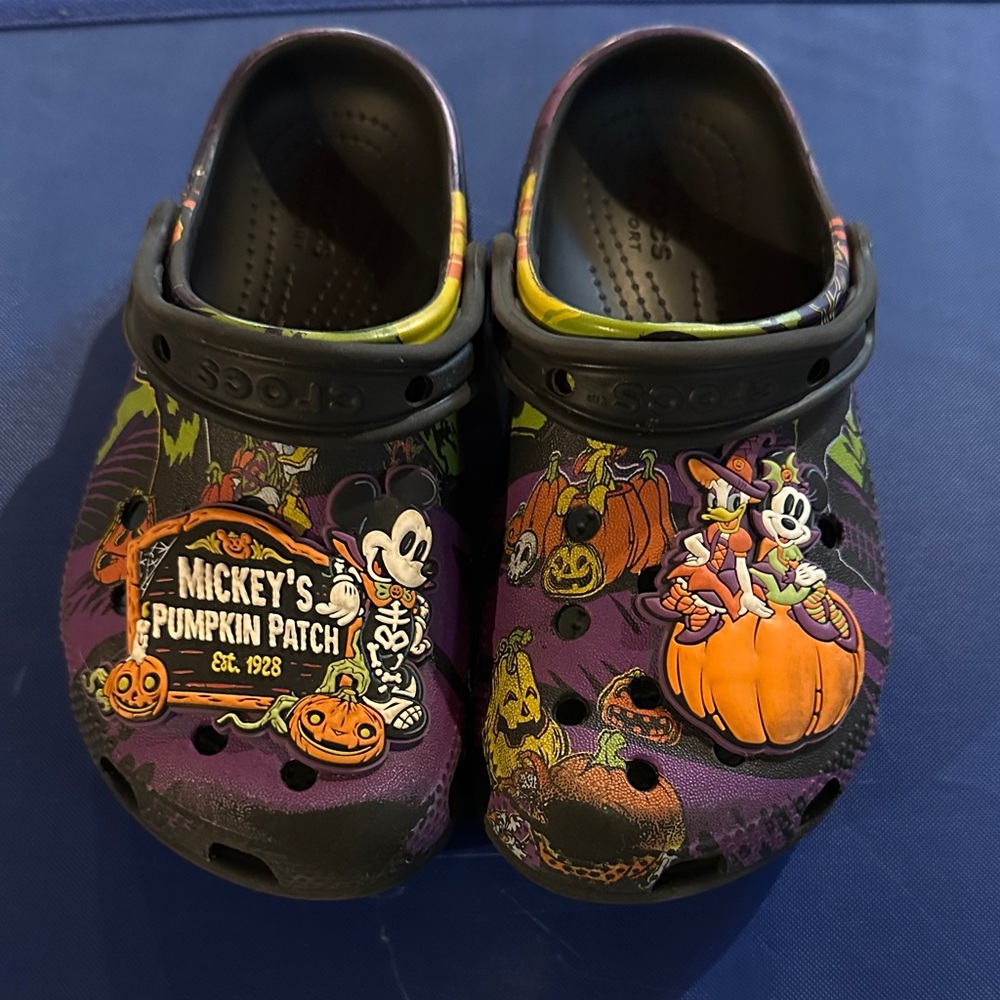 CROCS Disney Mickey Mouse Halloween slip on shoes- Black and Purple